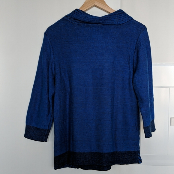 Blue Asymmetrical Neck Sweater SZ L - Picture 4 of 6